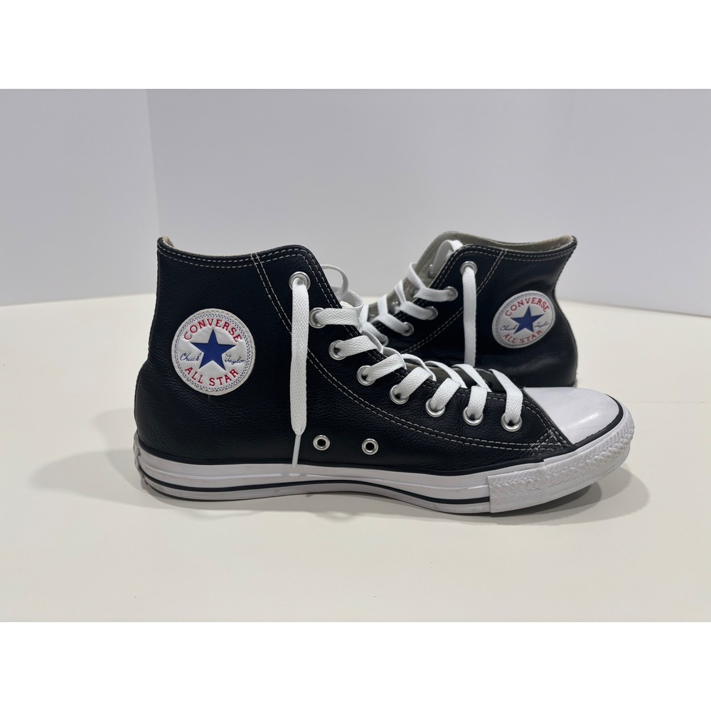 Converse Chuck Taylor All Star High Top Black Leather Sneakers 132170C Mens 9